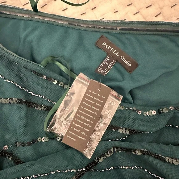 Teal Sequin-Embellished Adrianna Papell dress size 8 - Picture 2 of 4